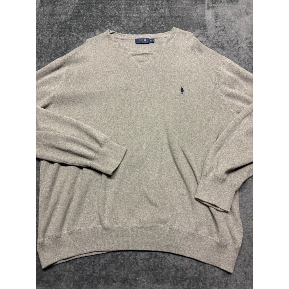 Polo Ralph Lauren Sweater Mens 3XL Tall 3XLT gray Pullover Cotton blue Pony